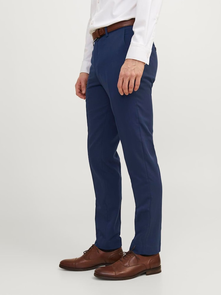 JACK & JONES Blue Super Slim Fit Suit Trousers - Image 1 of 7 JACK & JONES Blue Super Slim Fit Suit Trousers - Image 1 of 7