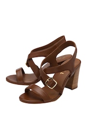 Ravel Brown Leather Block Heel Sandals - Image 2 of 4