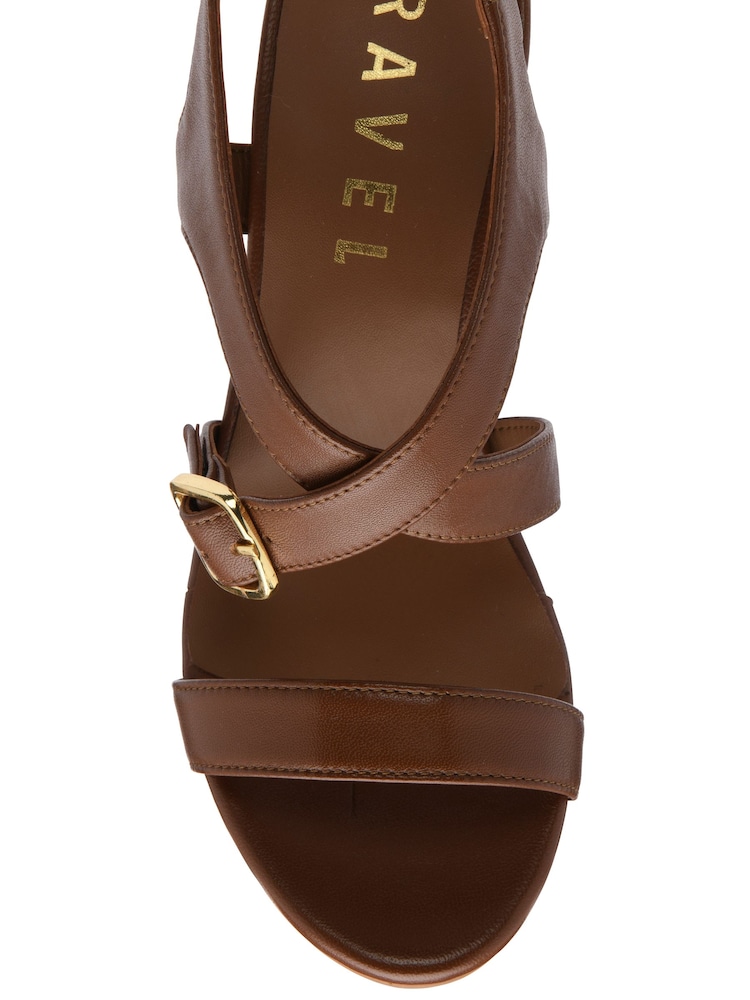 Ravel Brown Leather Block Heel Sandals - Image 4 of 4