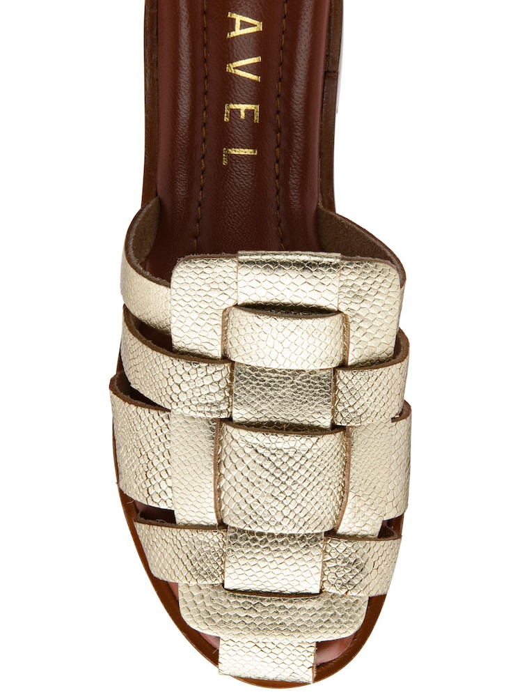 Ravel Gold Leather Mule Sandals - Image 4 of 4