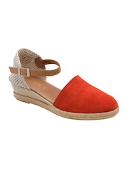 Ravel Orange Suede Espadrille Wedge Sandals - Image 1 of 4
