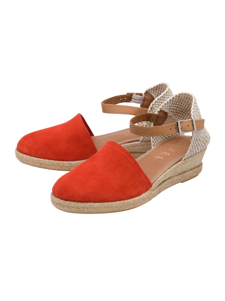 Ravel Orange Suede Espadrille Wedge Sandals - Image 2 of 4