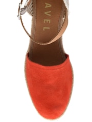 Ravel Orange Suede Espadrille Wedge Sandals - Image 4 of 4