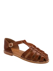 Ravel Brown Leather Fisherman Sandals - Image 1 of 4