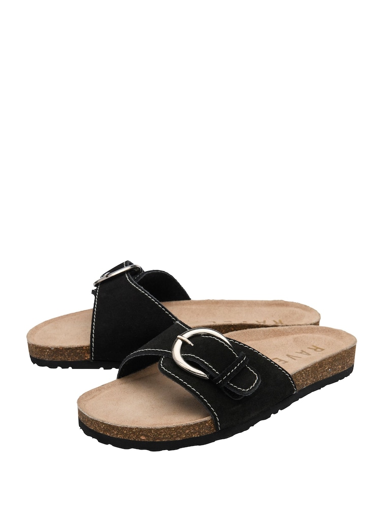 Ravel Black Suede Mule Sandals - Image 2 of 4 Ravel Black Suede Mule Sandals - Image 2 of 4