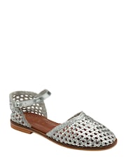 Ravel Silver Leather Flat Sandals - Image 1 of 4