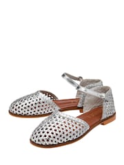 Ravel Silver Leather Flat Sandals - Image 2 of 4
