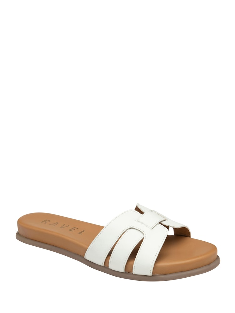 Ravel White Leather Mule Sandals - Image 1 of 4 Ravel White Leather Mule Sandals - Image 1 of 4