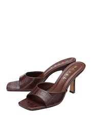 Ravel Brown Heeled Mule Sandals - Image 2 of 4