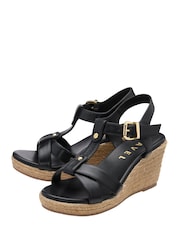 Ravel Black Leather Wedge Sandals - Image 2 of 4