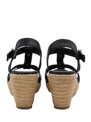 Ravel Black Leather Wedge Sandals - Image 3 of 4