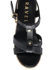 Ravel Black Leather Wedge Sandals - Image 4 of 4
