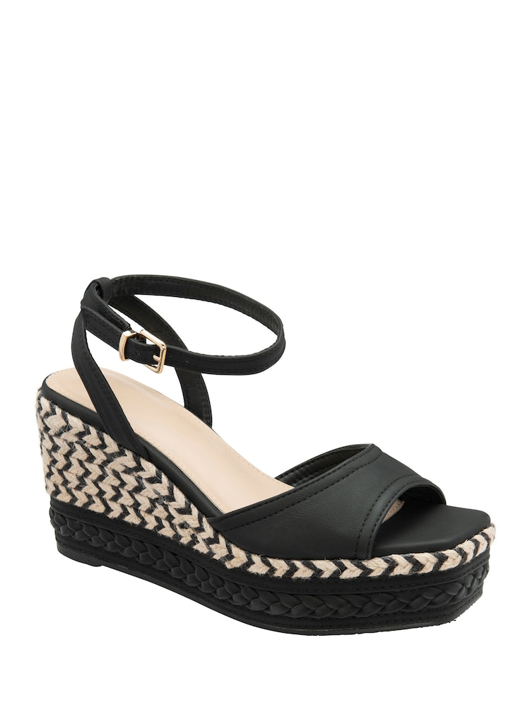 Ravel Black Wedge Sandals - Image 1 of 4