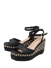 Ravel Black Wedge Sandals - Image 2 of 4