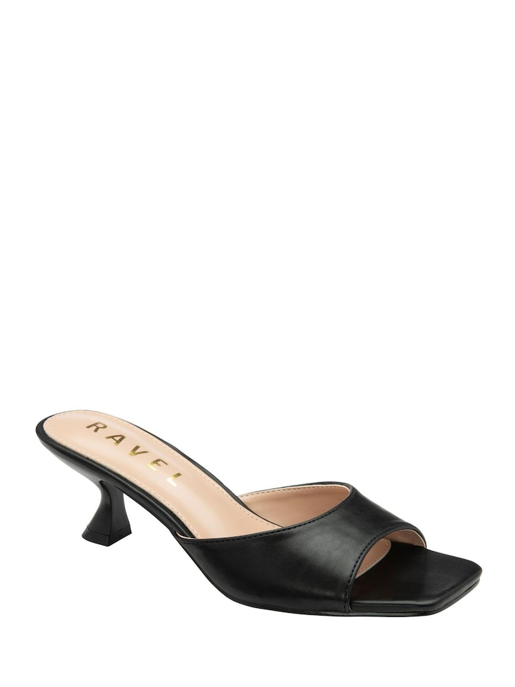 Ravel Black Heeled Mule Sandals - Image 1 of 4