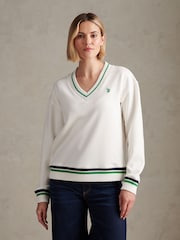 U.S. Polo Assn Cream Tipped V-Neck Sweatshirt - Image 1 of 8
