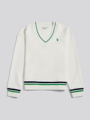 U.S. Polo Assn Cream Tipped V-Neck Sweatshirt - Image 6 of 8