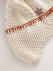 Ecru Flower Beanie Pom Hat (3mths-10yrs) - Image 3 of 3