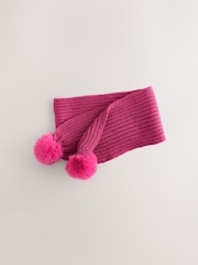 Rose vif - Écharpe à pompons côtelés (3-16an) - Image 1 de 3