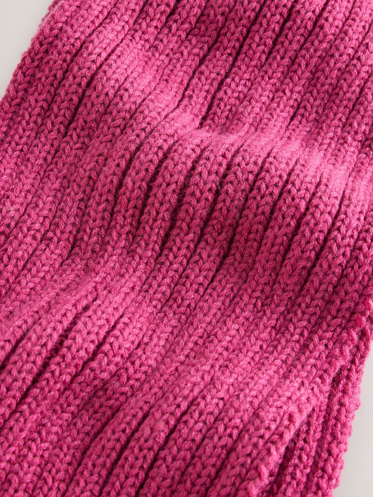 Rose vif - Écharpe à pompons côtelés (3-16an) - Image 2 de 3