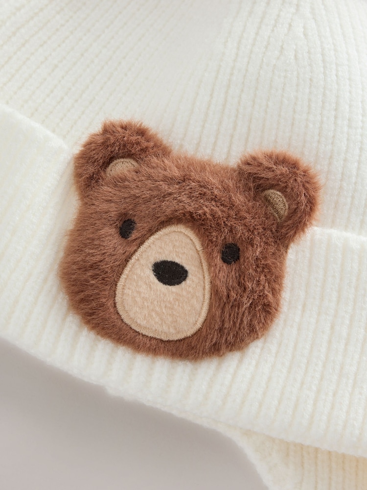 Ecru Bear Beanie Pom Hat (3mths-10yrs) - Image 2 of 3