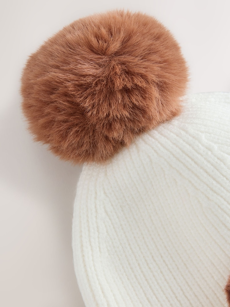 Ecru Bear Beanie Pom Hat (3mths-10yrs) - Image 3 of 3