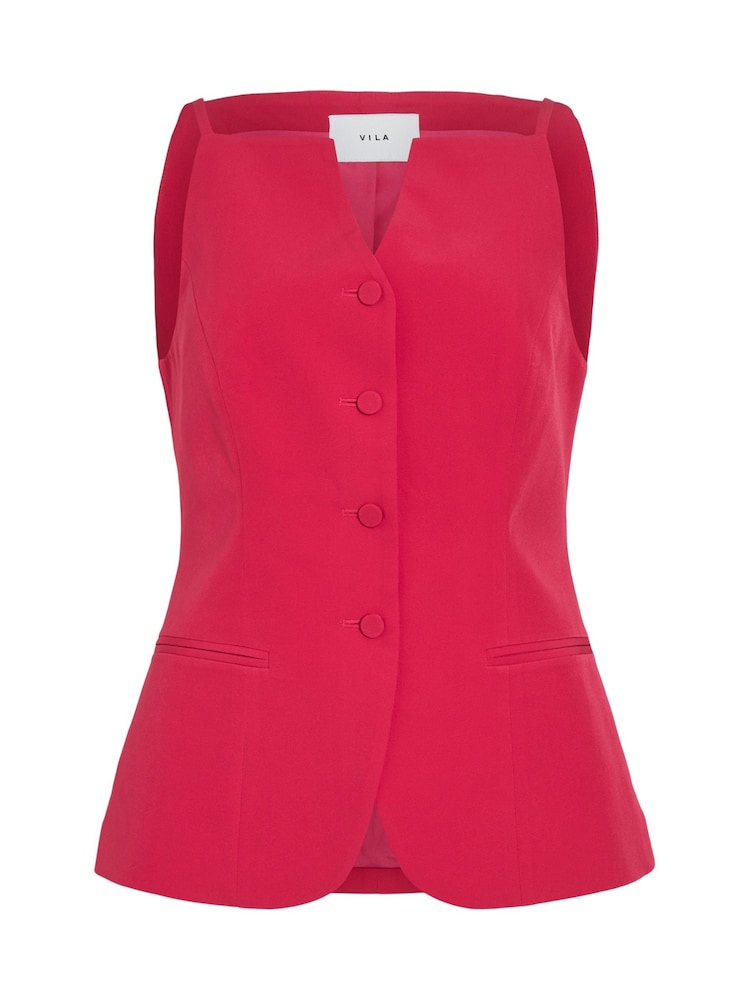 Vila Pink Sleeveless Square Neck Vest - Image 2 of 3