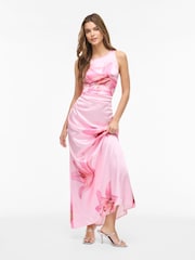 VILA Ärmelloses Maxikleid aus bedrucktem Satin mit Blumenmuster - Bild 5 von 7