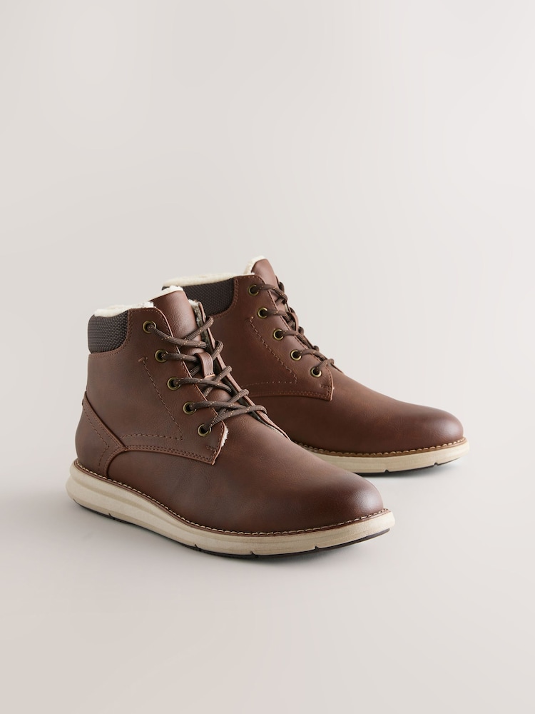Tan Brown Borg Lined Casual Boots - Image 1 of 8 Tan Brown Borg Lined Casual Boots - Image 1 of 8