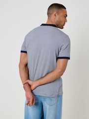 Threadbare Blue Jacquard Trophy Neck Polo Shirt - Image 2 of 5