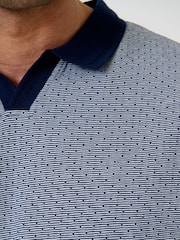 Threadbare Blue Jacquard Trophy Neck Polo Shirt - Image 5 of 5