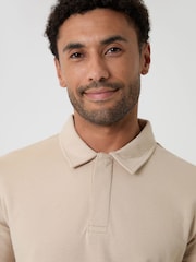 Threadbare Natural Textured Hidden Placket Polo Shirt - Image 4 of 4