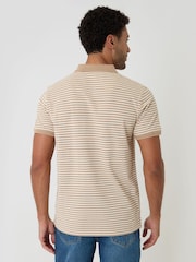Threadbare Natural Stripe Cotton Pique Polo Shirt - Image 3 of 5