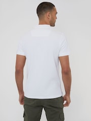 Threadbare White Textured Hidden Placket Polo Shirt - Image 2 of 4