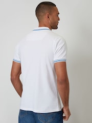 Threadbare White Contrast Tipping Hidden Placket Polo Shirt - Image 2 of 4