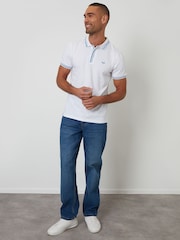 Threadbare White Contrast Tipping Hidden Placket Polo Shirt - Image 3 of 4
