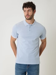 Denim azul - Polo en dos tonos de piqué de algodón de Threadbare - Imagen 2 de 5