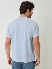 Denim azul - Polo en dos tonos de piqué de algodón de Threadbare - Imagen 3 de 5