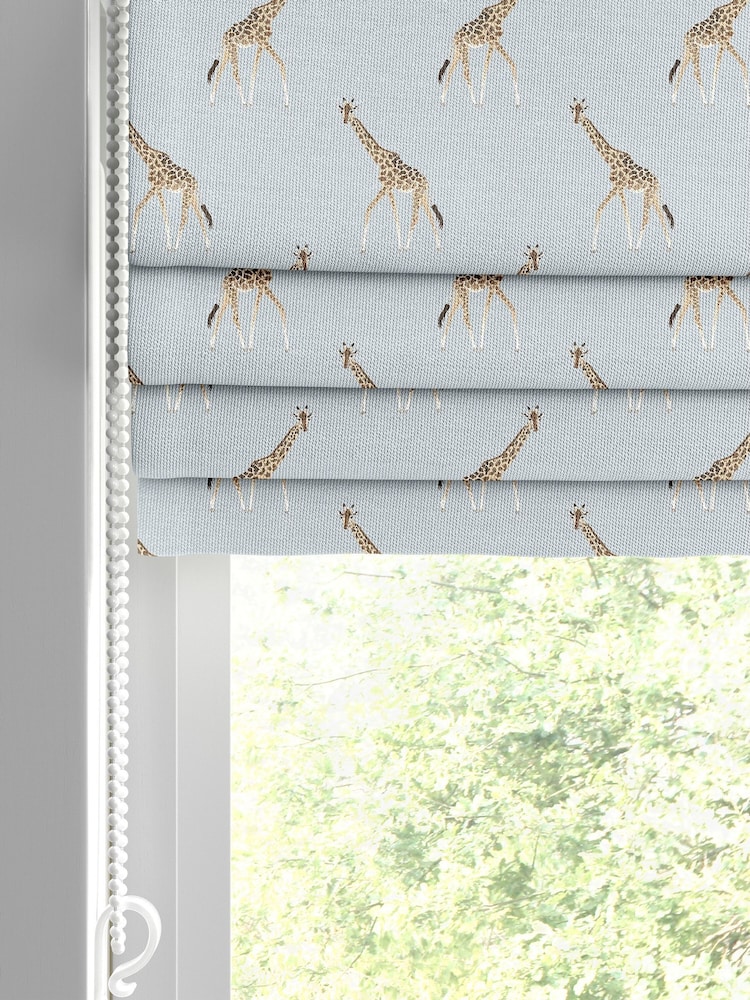Sophie Allport Duck Egg Giraffe Made to Roman Measure Curtains - Image 2 of 6 Sophie Allport Duck Egg Giraffe Made to Roman Measure Curtains - Image 2 of 6
