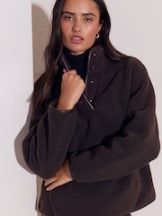 Lipsy Chocolate Brown Pull Over Fleece - Image 1 of 5