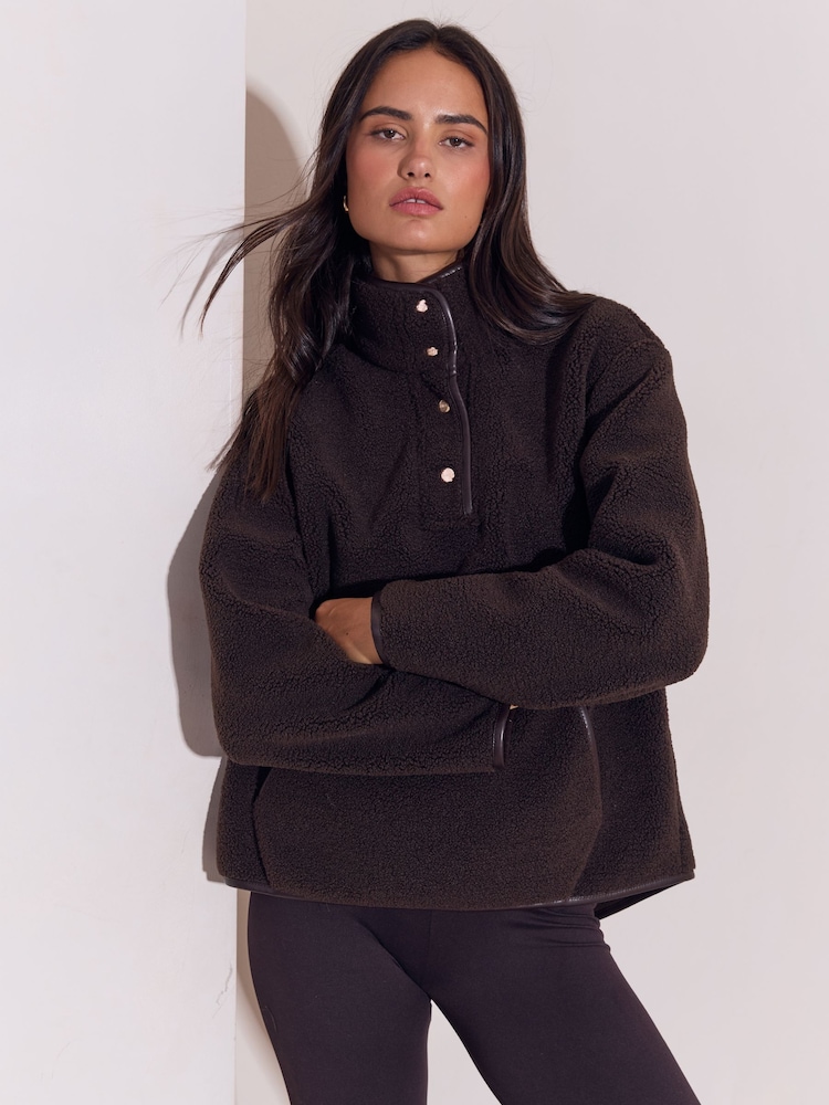 Lipsy Chocolate Brown Pull Over Fleece - Image 2 of 5