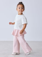 Baker by Ted Baker White/Pink Frill T-Shirt & Peplum Joggers Set 2 Piece - Image 1 of 11