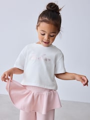 Baker by Ted Baker White/Pink Frill T-Shirt & Peplum Joggers Set 2 Piece - Image 3 of 11