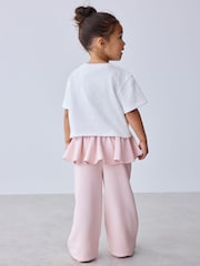 Baker by Ted Baker White/Pink Frill T-Shirt & Peplum Joggers Set 2 Piece - Image 4 of 11