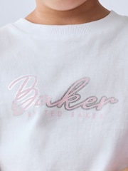 Baker by Ted Baker White/Pink Frill T-Shirt & Peplum Joggers Set 2 Piece - Image 5 of 11