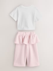 Baker by Ted Baker White/Pink Frill T-Shirt & Peplum Joggers Set 2 Piece - Image 7 of 11