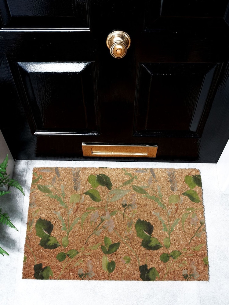 Artsy Mats Brown Watercolour Leaves Doormat - Image 1 of 12