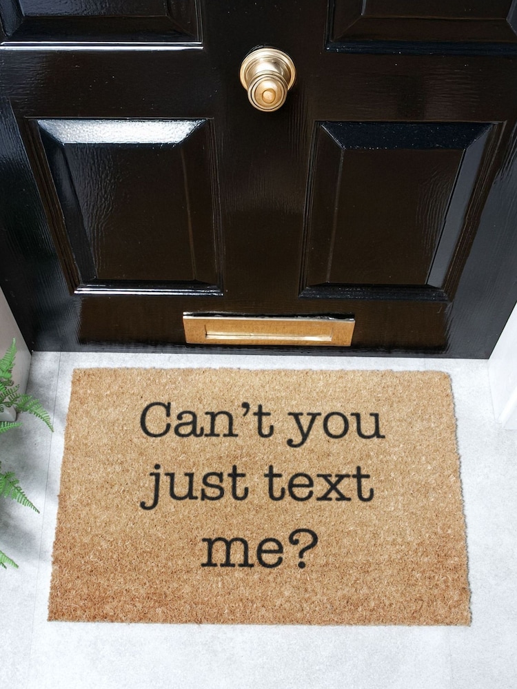 Artsy Mats Natural Black Can't You Just Text Me Doormat - Image 1 of 13