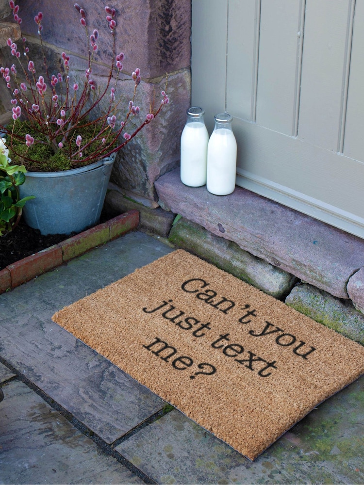 Artsy Mats Natural Black Can't You Just Text Me Doormat - Image 2 of 13
