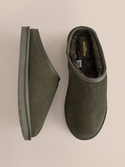 Green Faux Fur Lined Signature Suede Mule Slippers - Image 1 of 5
